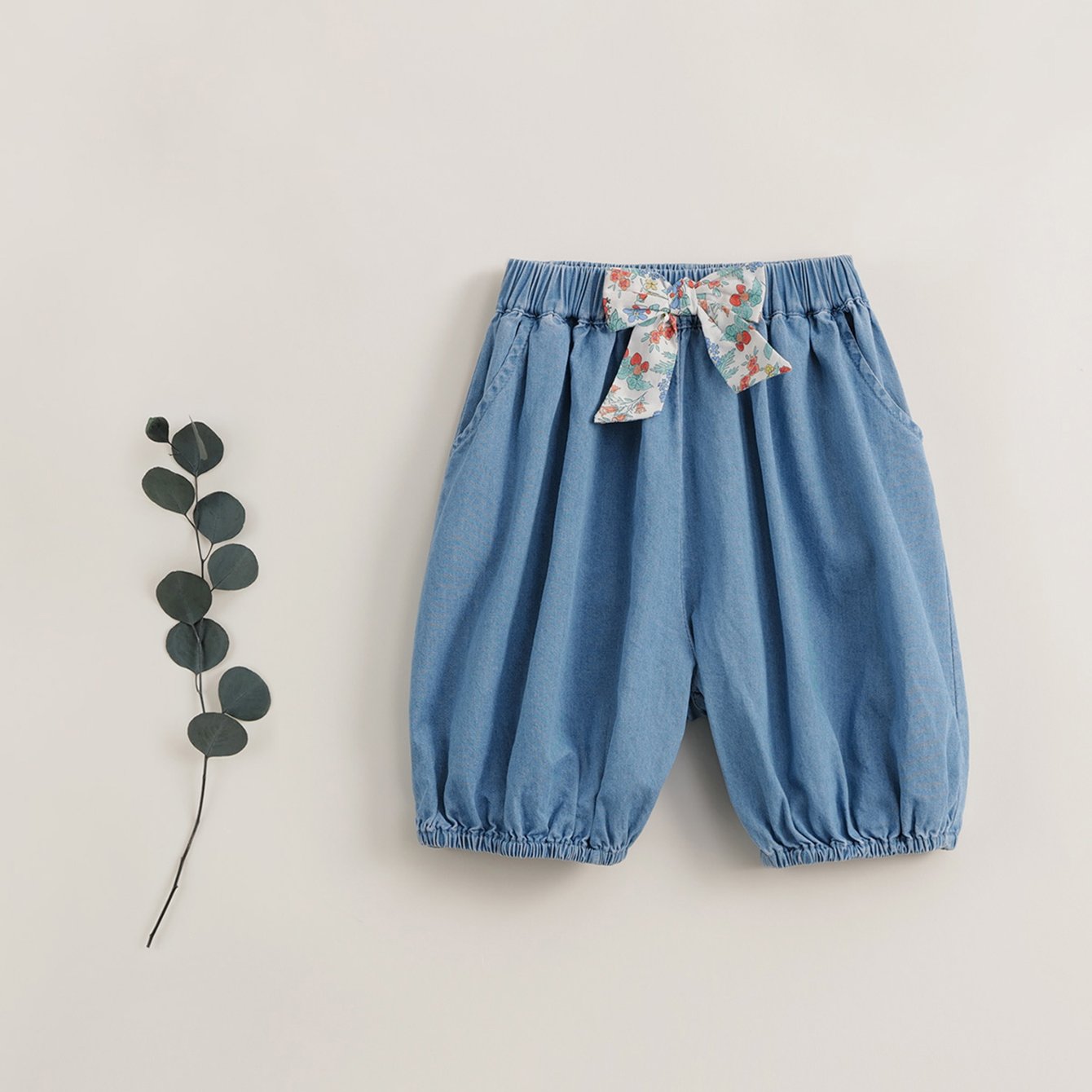 MARC&JANIE Girls' Denim Bow Front Baggy Cropped Trousers for Summer