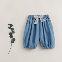 MARC&JANIE Girls' Denim Bow Front Baggy Cropped Trousers for Summer