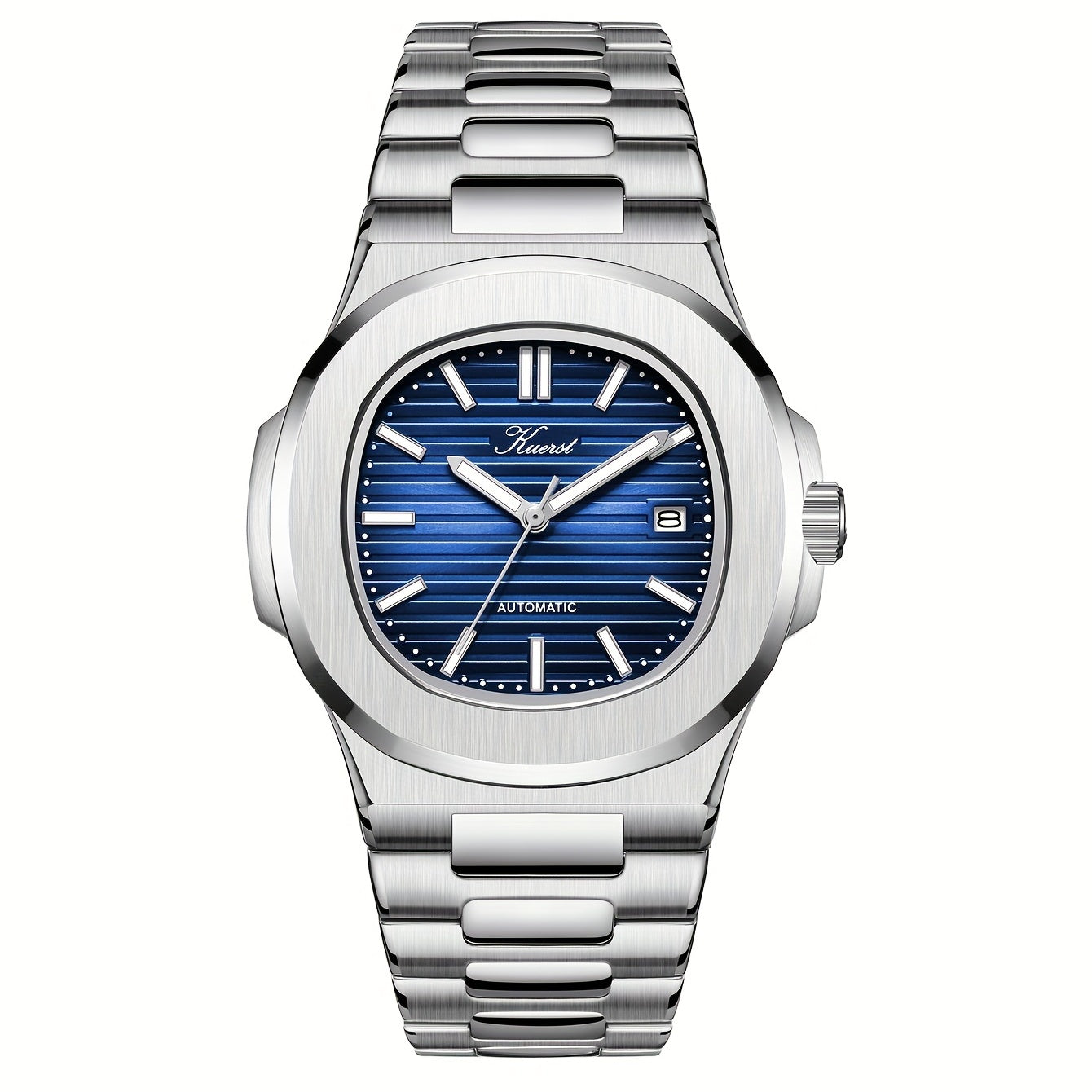 KUERST Men's Steel Strap Auto Mechanical Water Resistant Watch