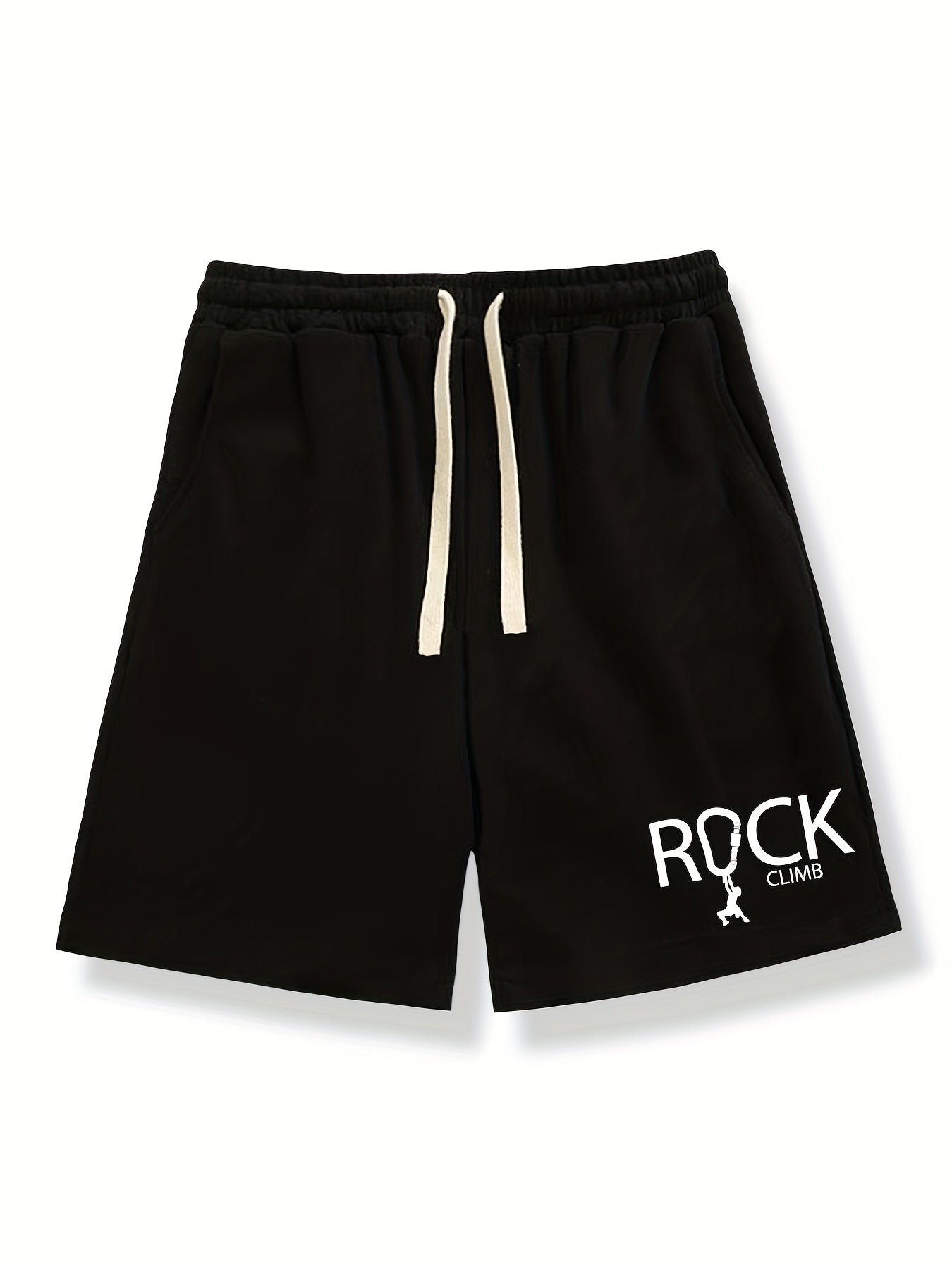 Men's Rock Climb Print Shorts Casual Stretch Drawstring Shorts