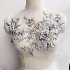 Colorful 3D Nail Beads Hot Drill Embroidery Lace Applique Dress DIY Clothing