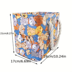 Cartoon Print Bath Basket Portable Storage Bag Travel Organizer