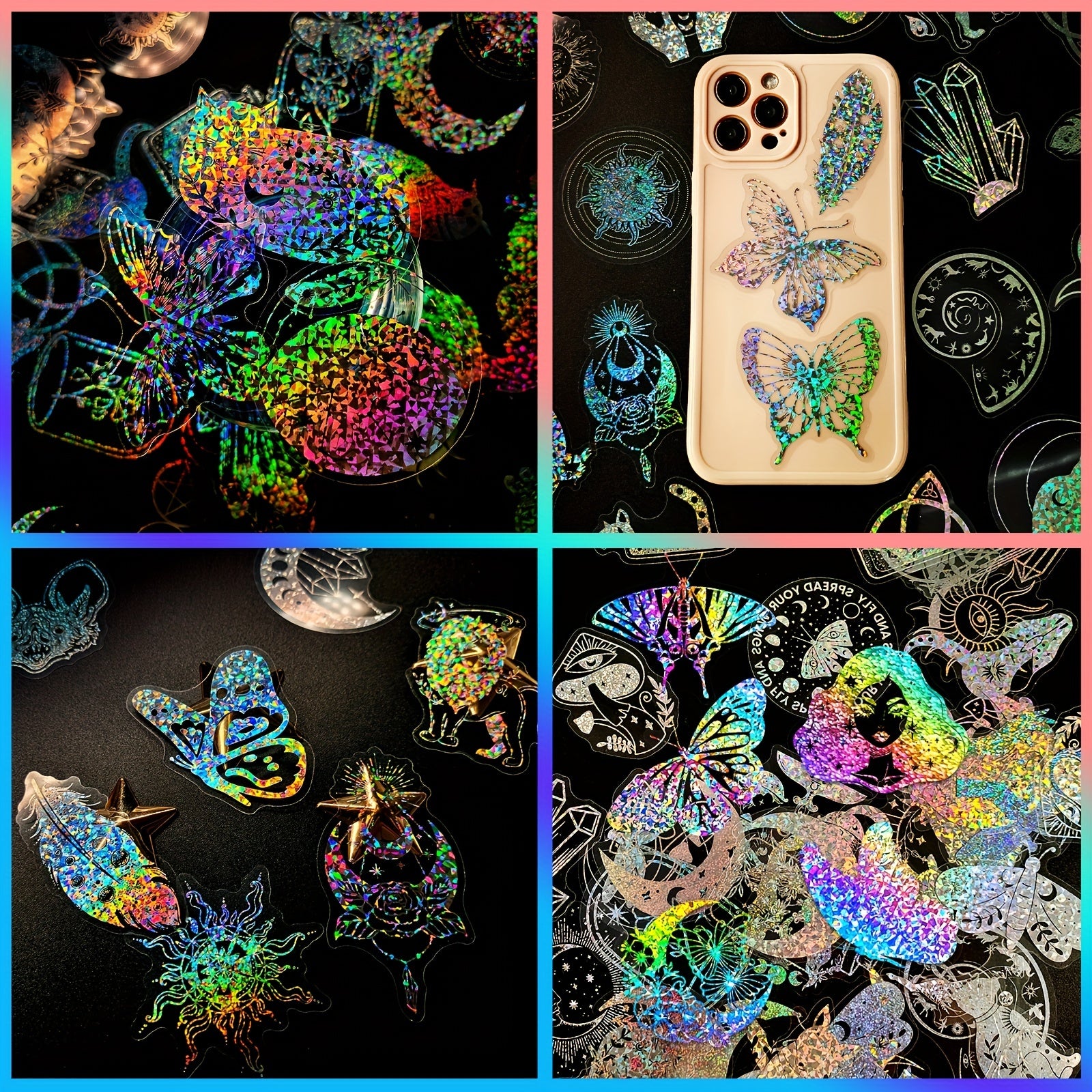 300pcs Holographic Resin Stickers Magic World Butterfly Theme