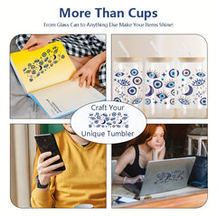 3D Eye UV DTF Transfer Sticker For 16 OZ Glass Cups DIY Wrapping Bottle Sticker