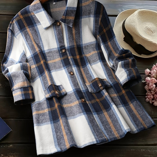 Plaid Print Long Sleeve Button Up Shirt