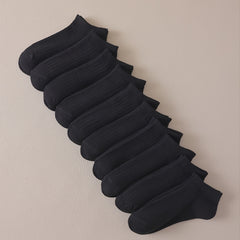 10 Pairs Solid Low Cut Ankle Socks Women's Stockings