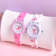 2pcs Butterfly Silicone Band Girls' Watch Set Non Waterproof Analog Quartz