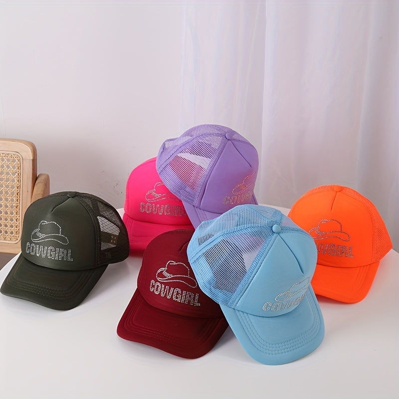 Rhinestone Decor Couple Baseball Cap Adjustable Candy Sun Hats