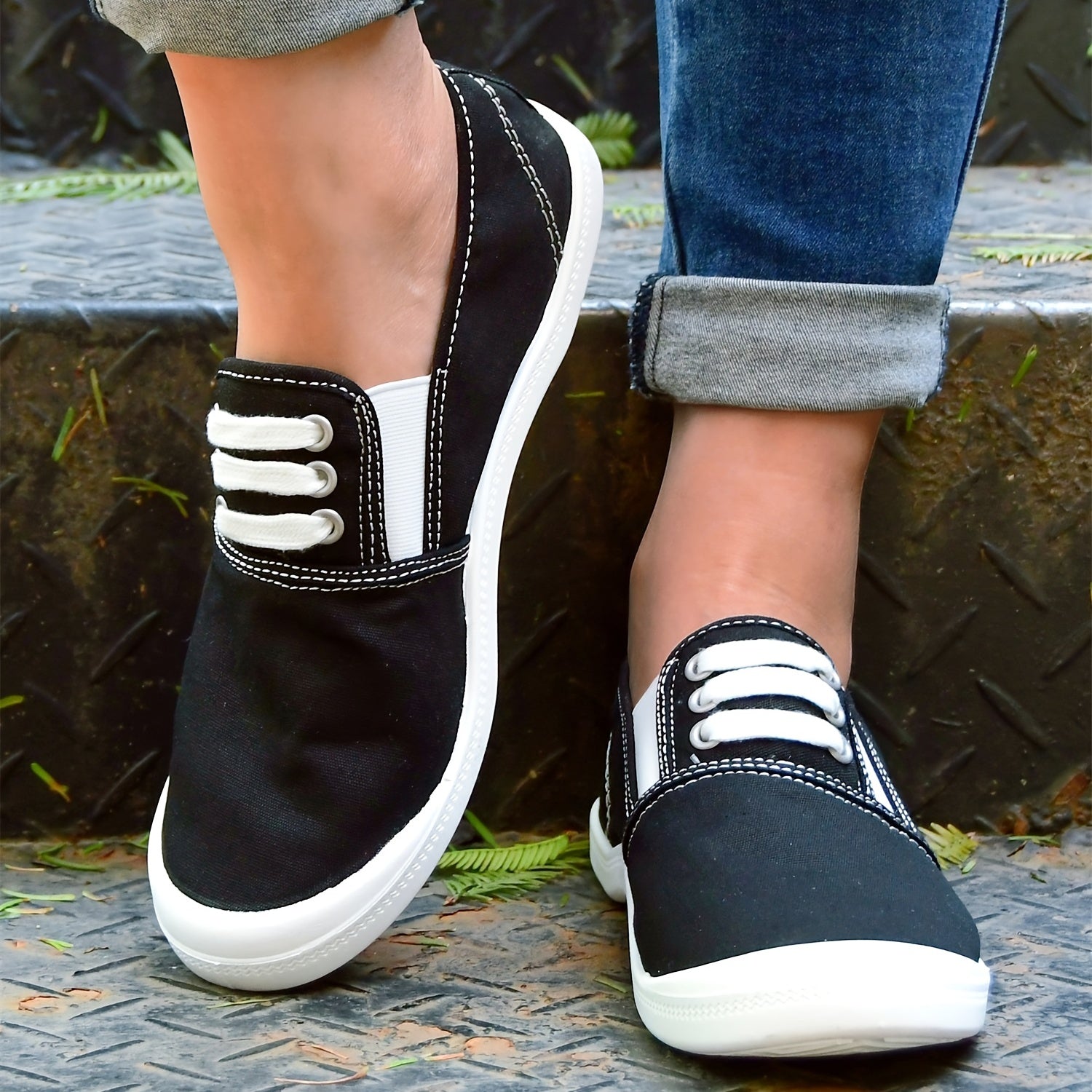 Women's Canvas Slip On Shoes Lightweight Low Top Sneakers
