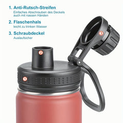 22oz Leakproof Insulated Water Bottle