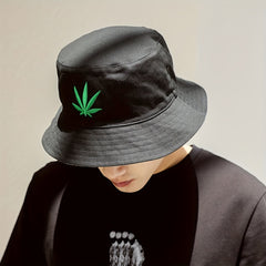 Leaf Embroidery Bucket Hat Summer Cap Men Women