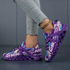 Women's Graphic Blade Athletic Sneakers Lace Up Weaving Shoes