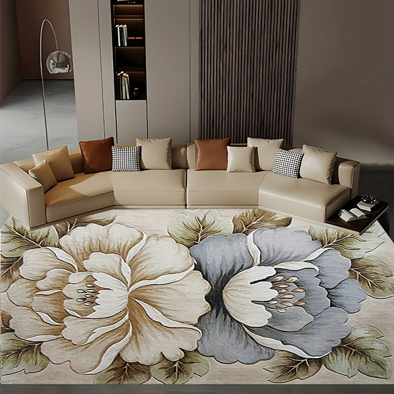 Waterproof Anti Skid Flower Area Rug Soft Easy to Maintain