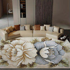 Waterproof Anti Skid Flower Area Rug Soft Easy to Maintain