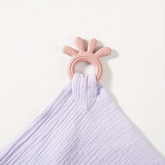 Cotton Red Soothing Towel with Silicone Teether