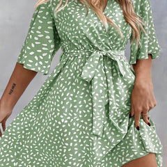 Boho Dress Women's Plus Allover Print Flare Sleeve Mini Dress