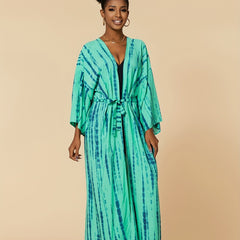 Boho Plus Tie Dye Striped Belted Cover Up