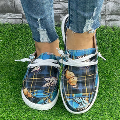 Butterfly & Plaid Pattern Flat Canvas Shoes Women's Slip On Casual Shoes