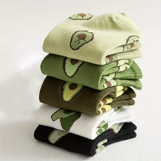Men's Avocado Pattern Liner Anklet Socks x5