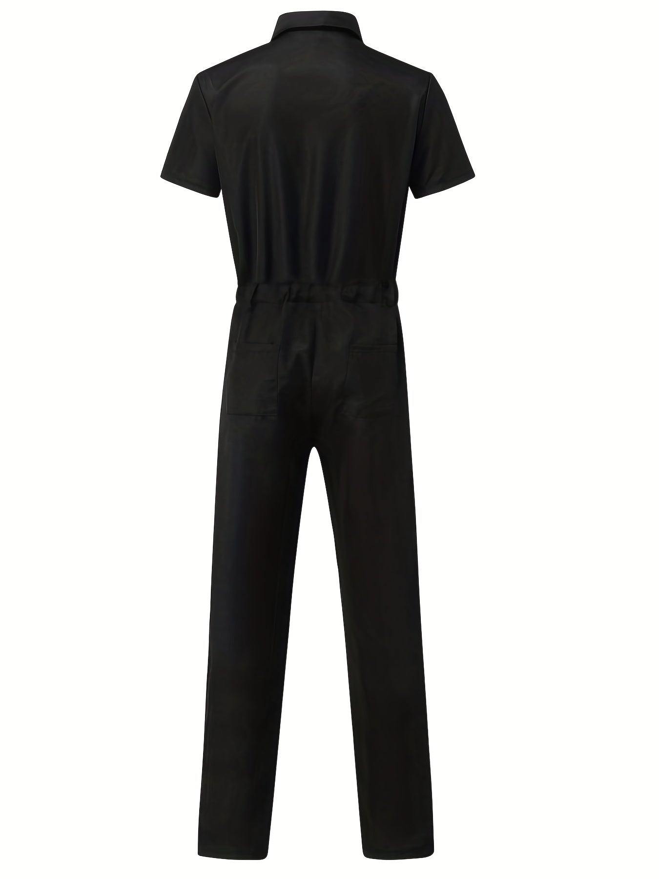 Men's Full Zip Overalls Streetwear Short Sleeve Jumpsuit