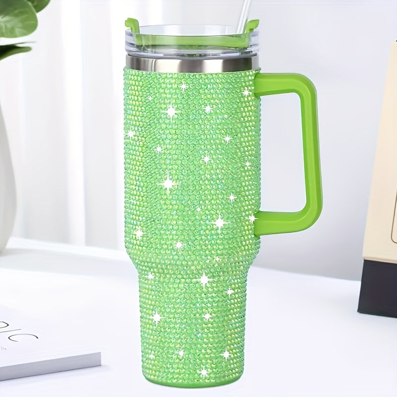 Glitter Tumbler Handle Lid Straw 40oz 304 Stainless Steel Tumbler
