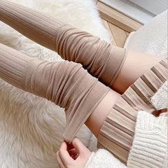 5 Pairs Solid Calf Socks Women's Knee High Stockings