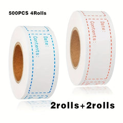 Red Stationery Marking Stickers Peelable Labels Self adhesive - Pack of 4 Rolls