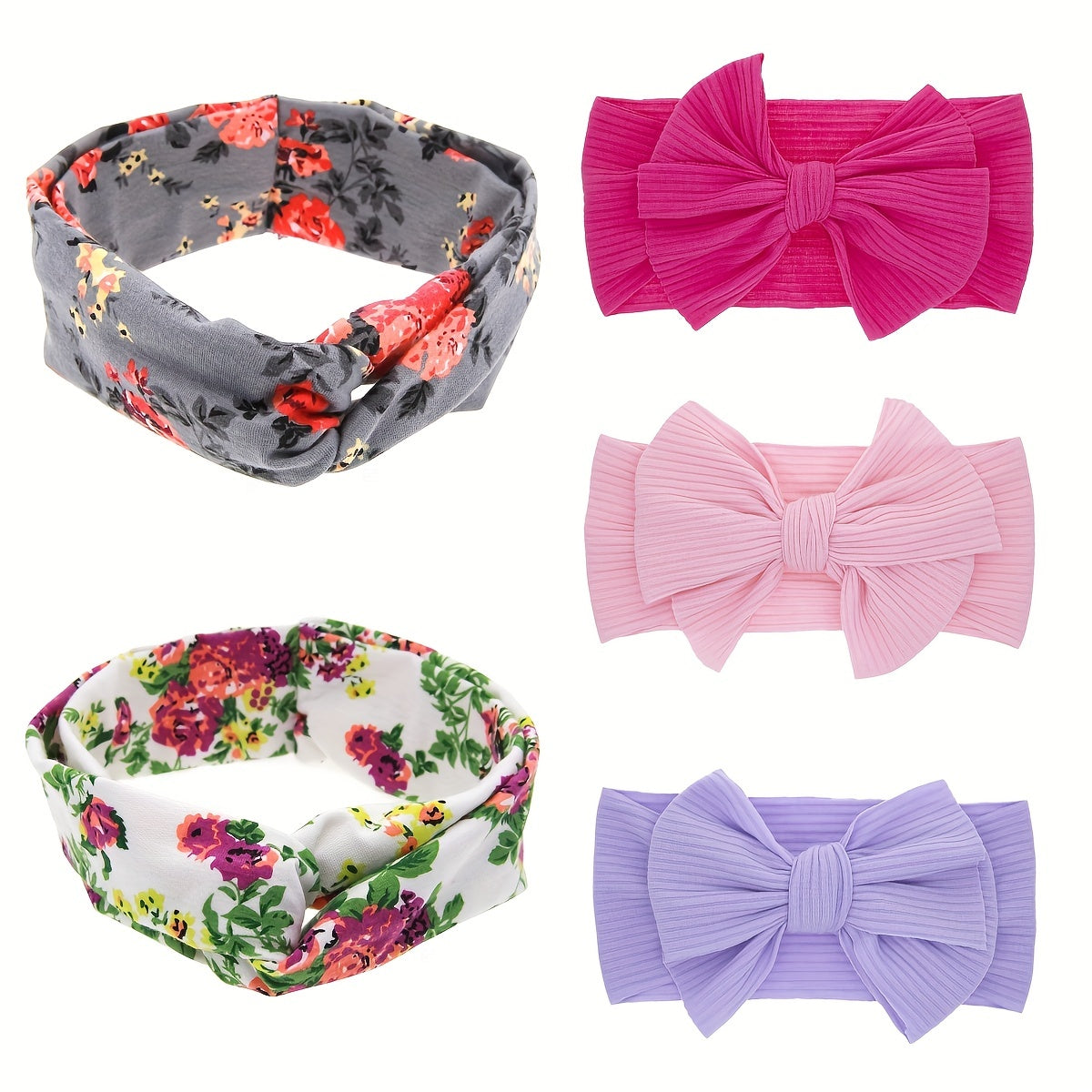 5pcs Soft Knotted Headband Bow Hairband for Girls Kids Baby