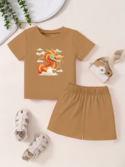 Toddler Dragon T shirt & Shorts 2pcs Summer Set