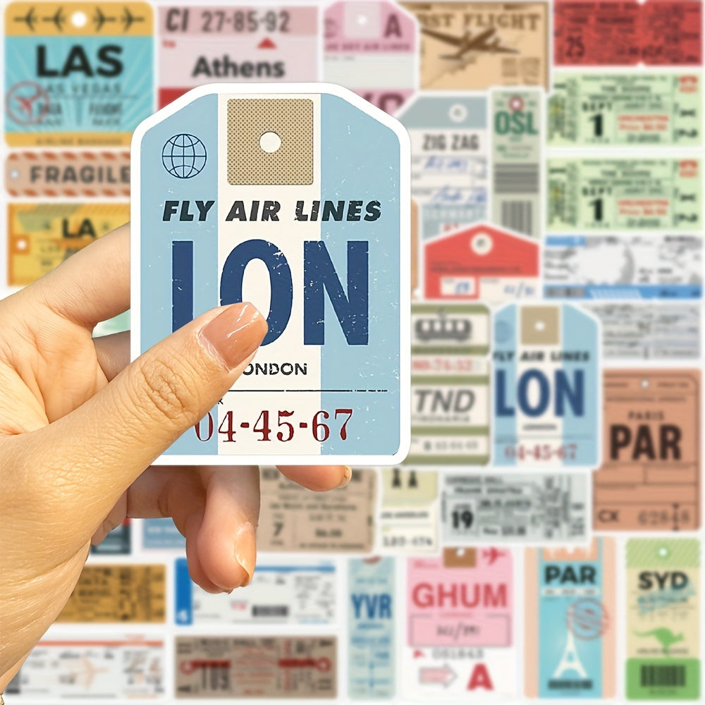 40pcs Boarding Card Stickers Waterproof Vinyl Sticker for Motorcycle Laptop