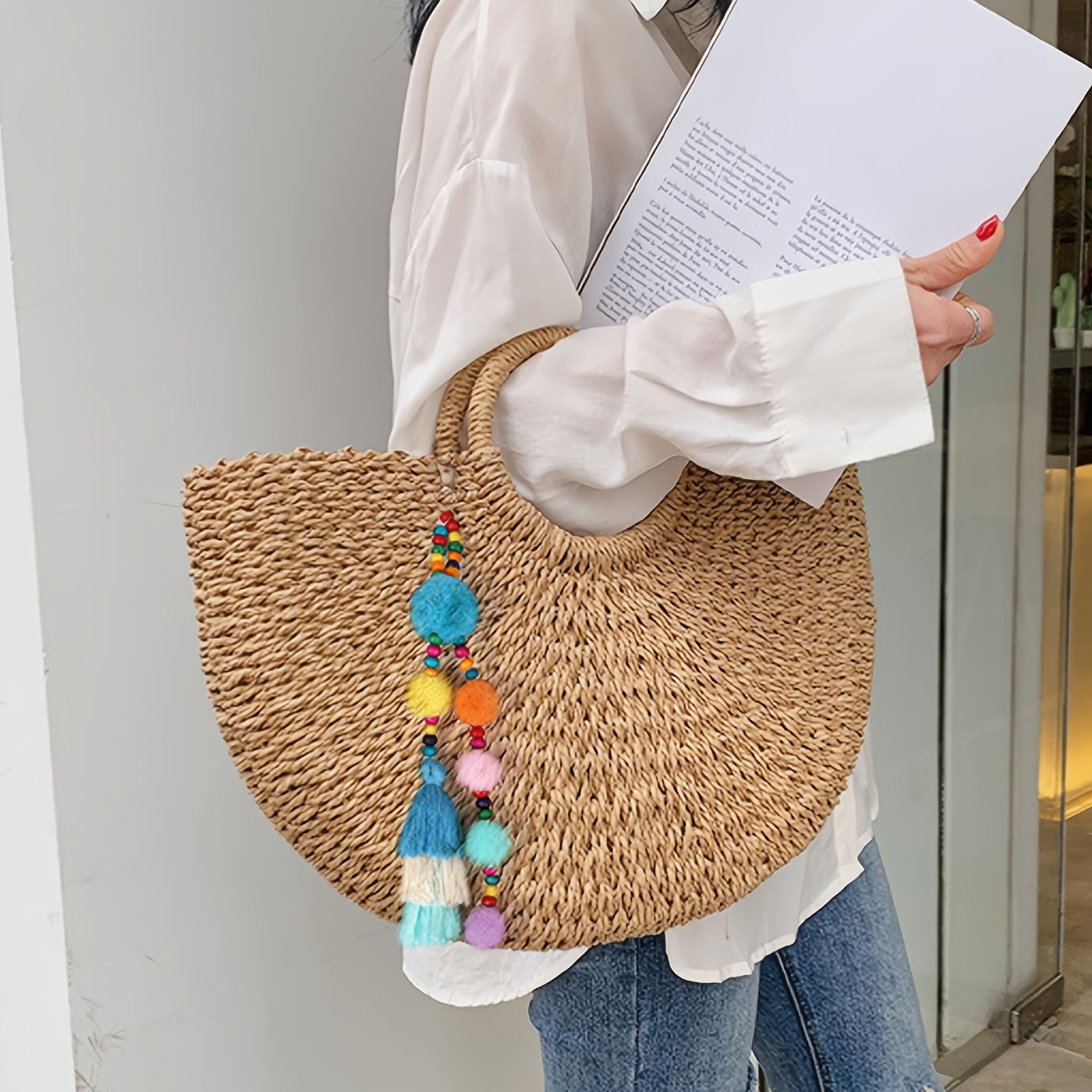 Plush Ball Keychain Pendant with Tassel Bag Ornament