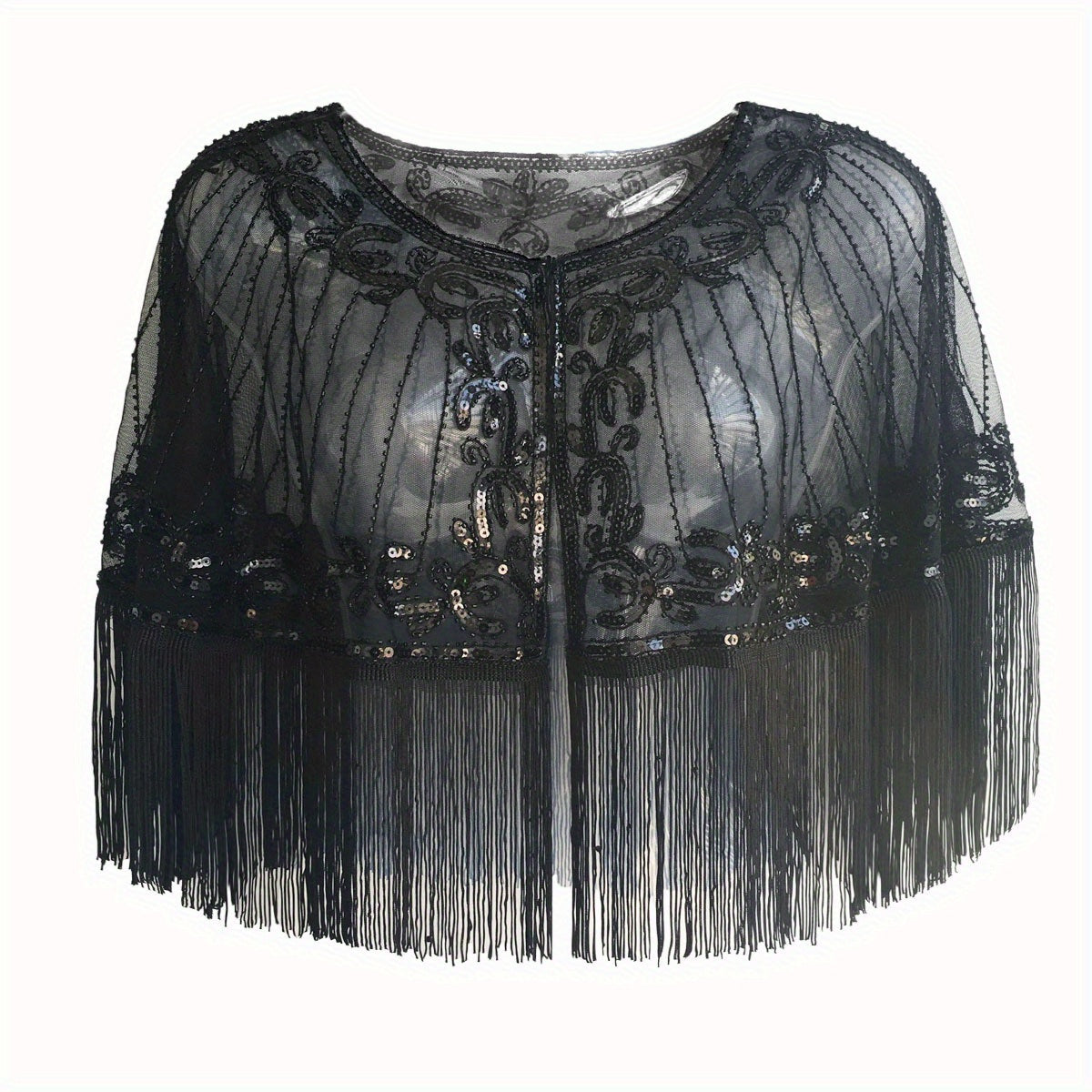 1920s Retro Sequin Shawl Tassel Wrap Flapper Shawls