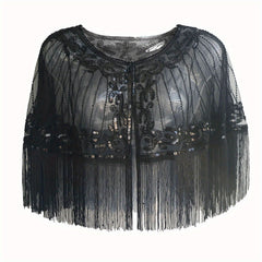 1920s Retro Sequin Shawl Tassel Wrap Flapper Shawls