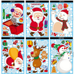 6pcs Christmas Party Decoration Stickers Snowman Elk Window Stickers
