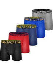 5pcs Boys Casual Boxers Mesh Quick Dry Breathable Underwear