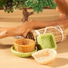6pcs Mini Resin Basket Dollhouse Accessories