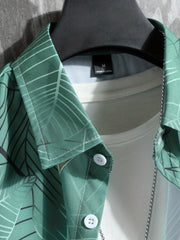 Leaf Print Men's Casual 2Pcs Outfits