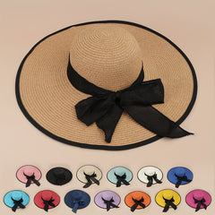 Oversized Brim Straw Hat Sun Protection Big Brim Hat Seaside Bow Beach Hat