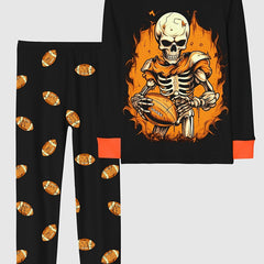Rugby Skeleton Kid's Pajamas 2pc Set Halloween Style Comfy PJ Loungewear
