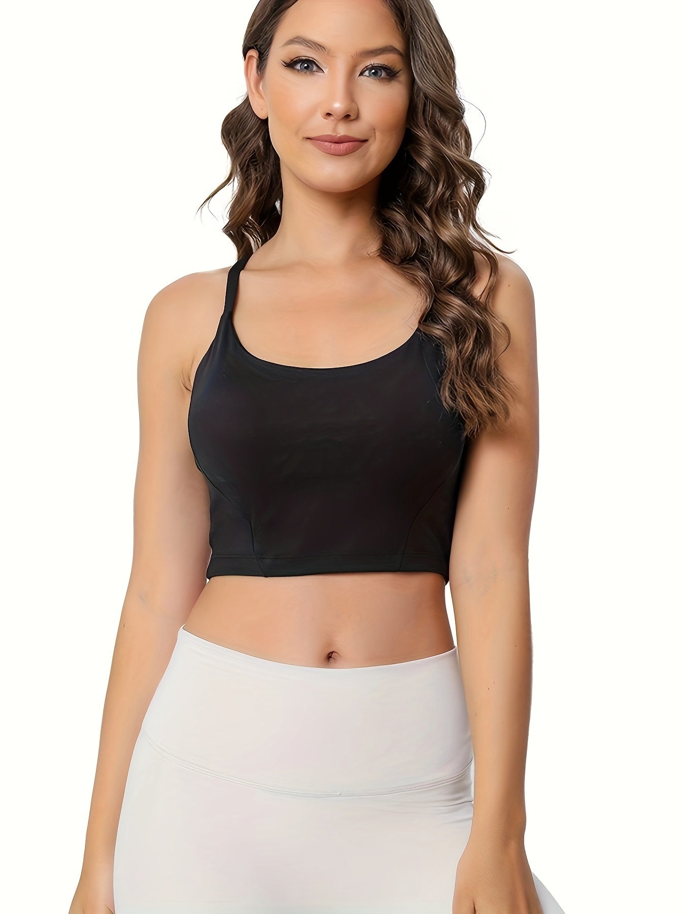 Casual Sports Top Round Neck High Stretch Outdoor Sporty Top