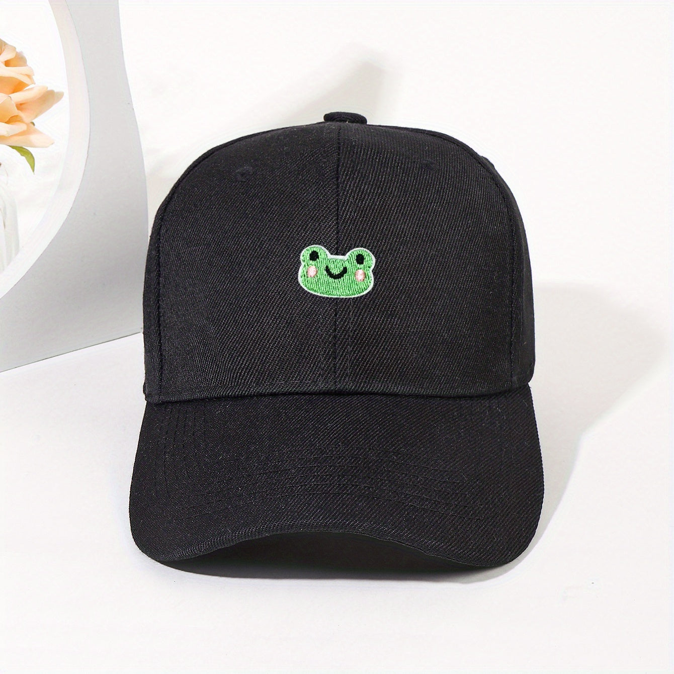 Frog Embroidery Baseball Cap Solid Dad Hats for Women