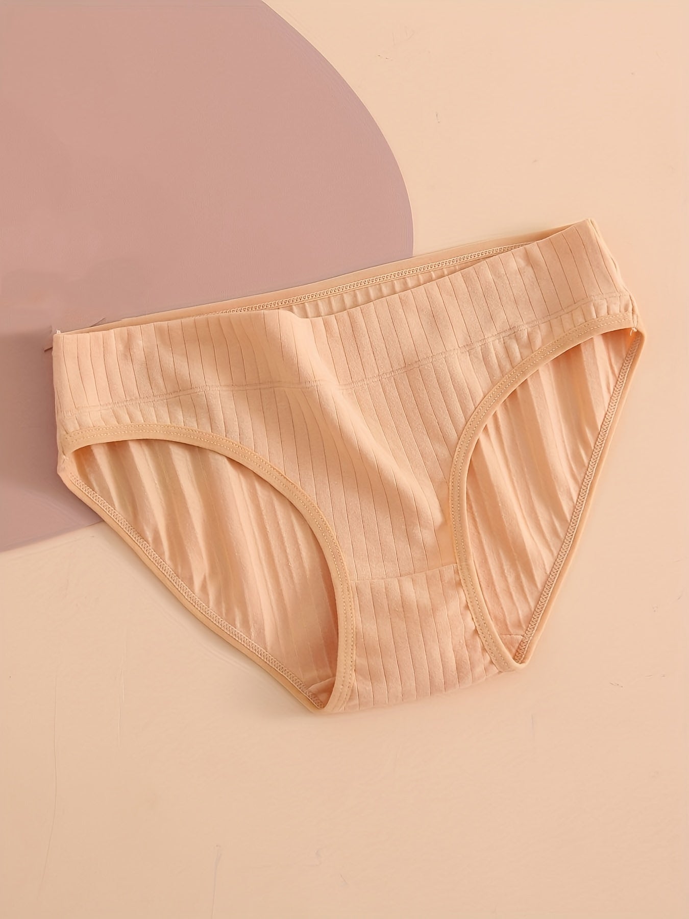 5pcs Ribbed Soft Briefs Stretchy Intimates Panties Women's Lingerie