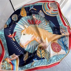 Unicorn Pattern Bandana Silk Scarf Casual Shawl