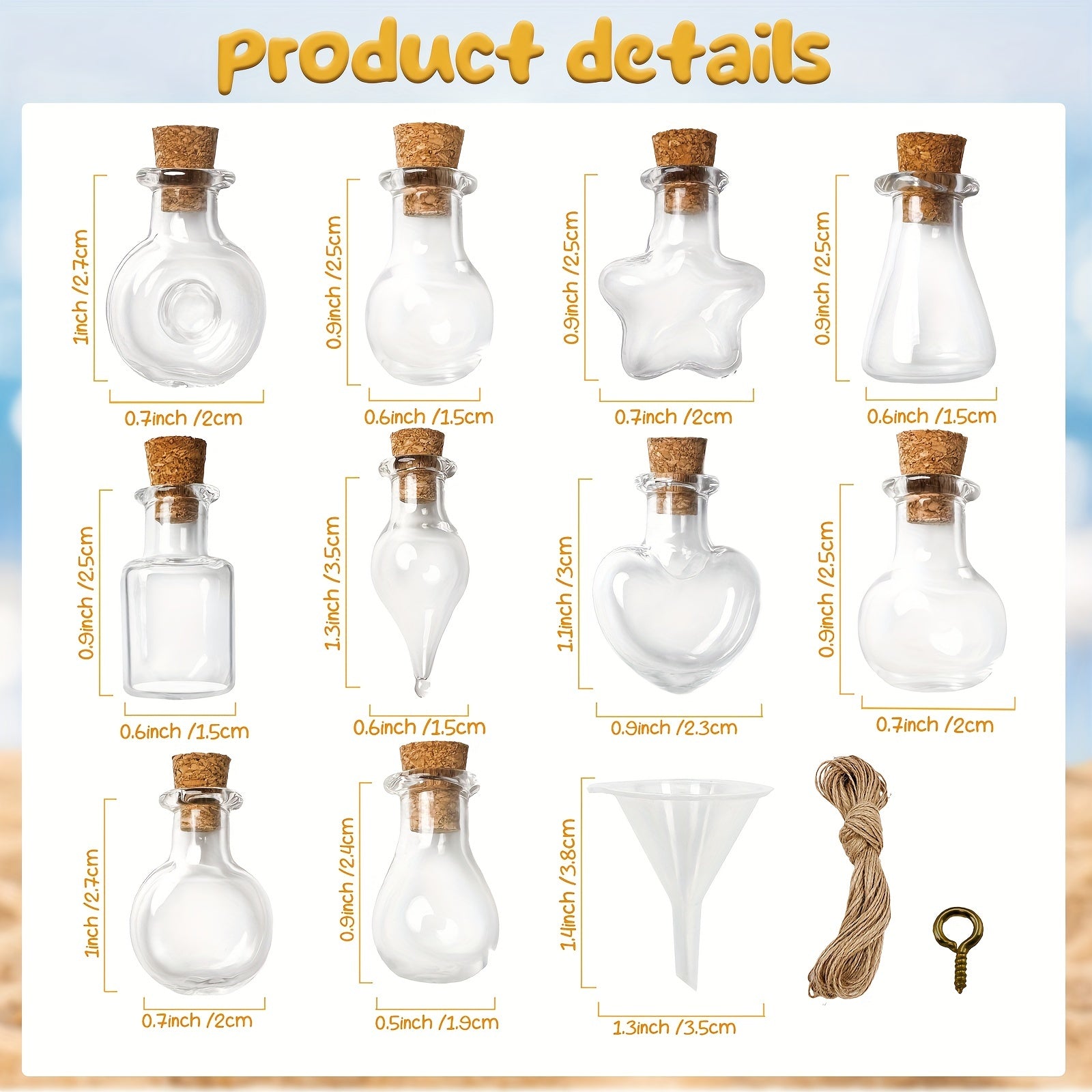 50pcs Mini Glass Bottle Wishing Drifting Bottles With Cork Stoppers