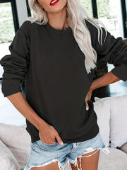 Solid Drop Shoulder Sweatshirt Crew Neck Pullover for Women