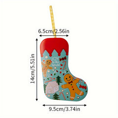 2pcs Tin Stocking Candy Jar Christmas Hanging Decoration
