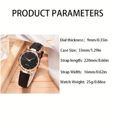 Women's PVC Strap Round Dial Watch & Jewelry Set for Daily Life
