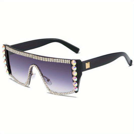 Y2K Rhinestone Shield Sunglasses UV400