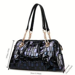 Floral Print Small Shoulder Bag Navy Zipper Closure