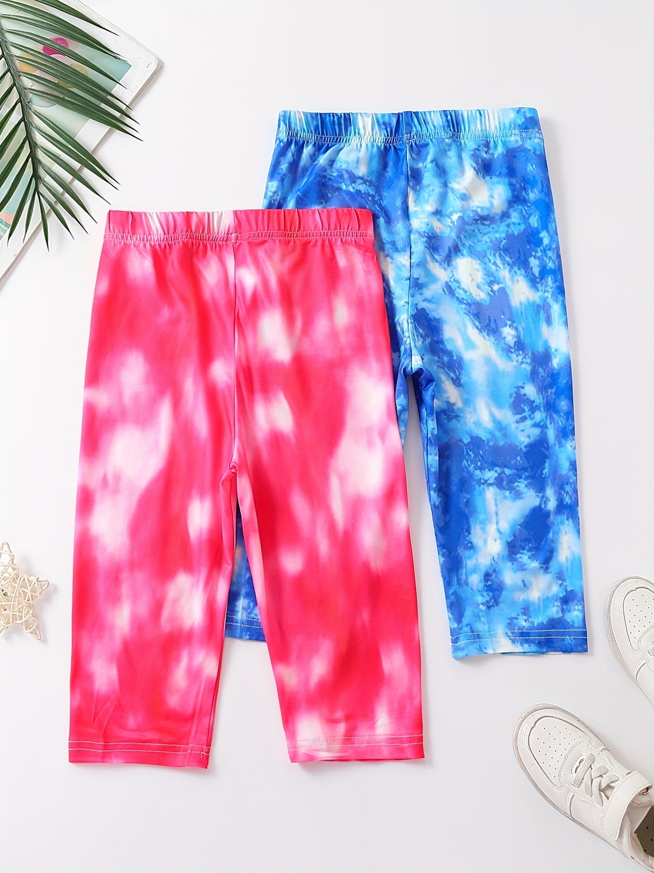 2pcs Girls Tie Dye Yoga Pants, Casual Slim Fit Legging Pants For Yoga Training